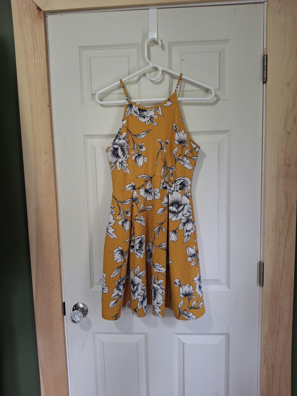 Soprano Mustard Yellow Floral Halter Dress